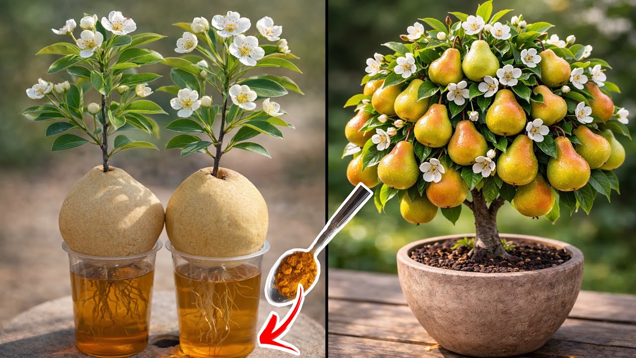 Growing a Pear Tree from Fruit Using Coca-Cola and Turmeric | Unique Gardening Experiment