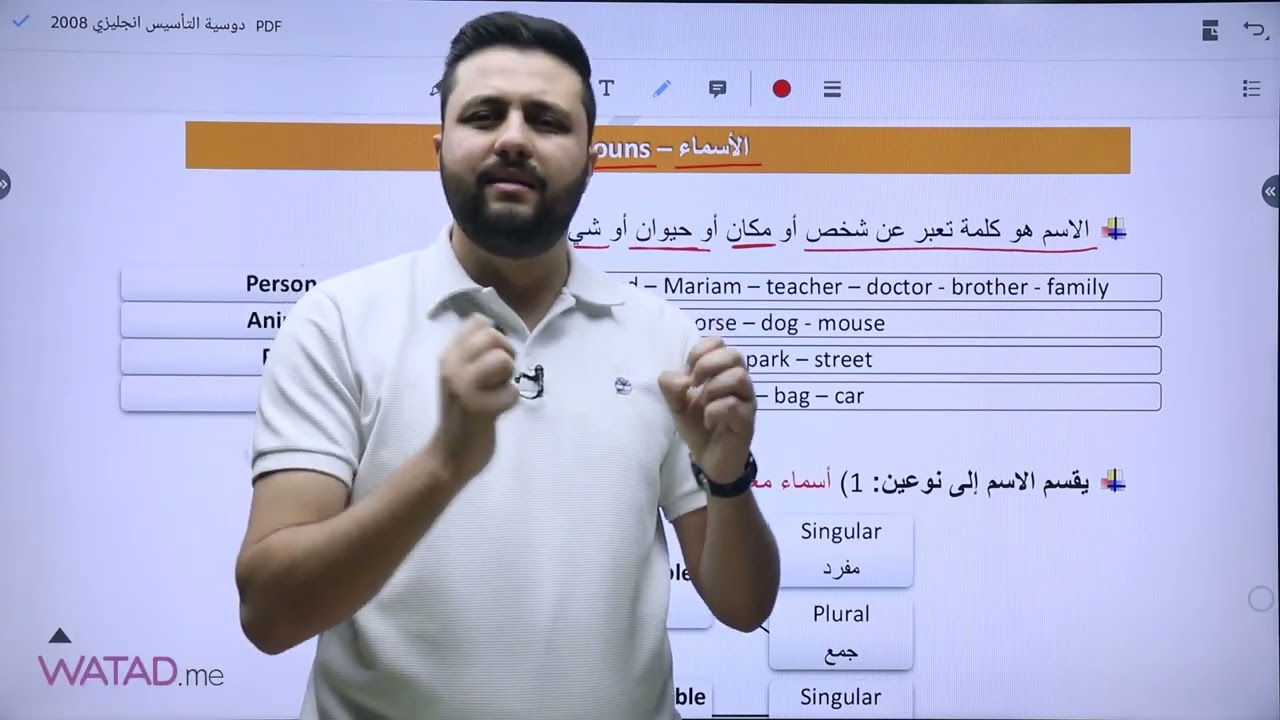 الحصة الاولى من تأسيس مادة اللغة الانجليزية ( النظام الجديد ) توجيهي 2008 🤩 أ.اياد اصلان