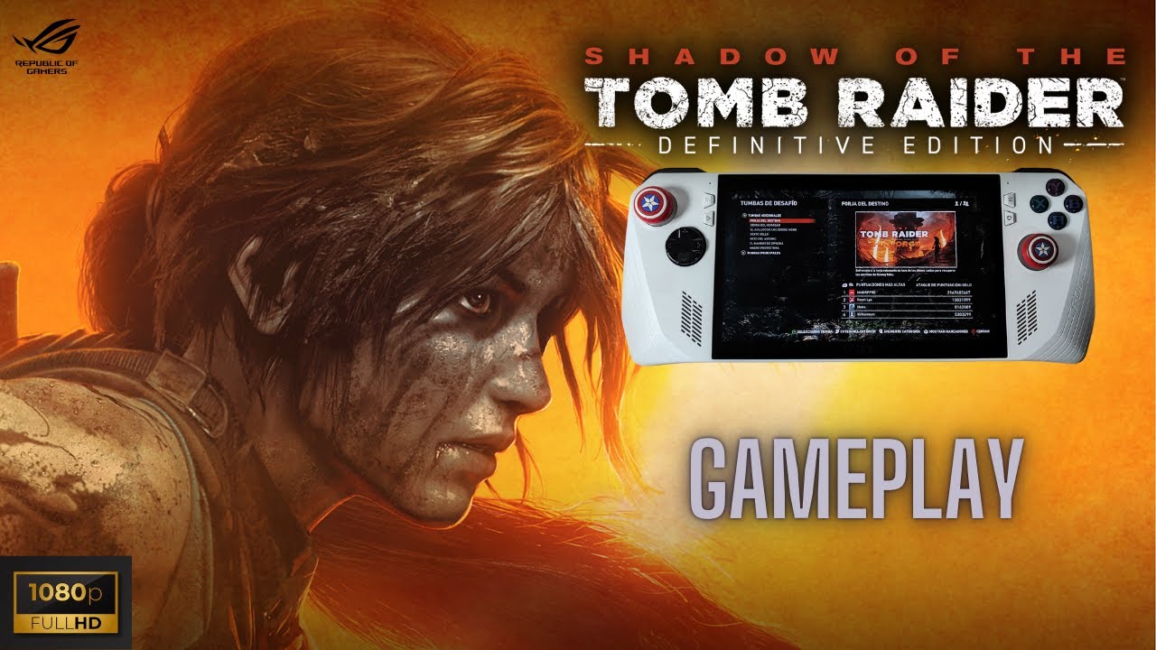 Shadow of the Tomb Raider ASUS ROG ALLY Z1 EXTREME 1080p 25W GAMEPLAY con y sin Lossless Scaling