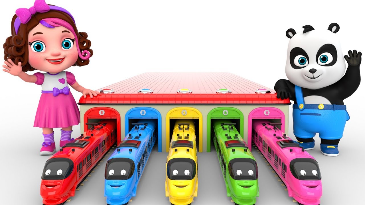 Learn Colors With Toy Trains  -  Pinky and Panda