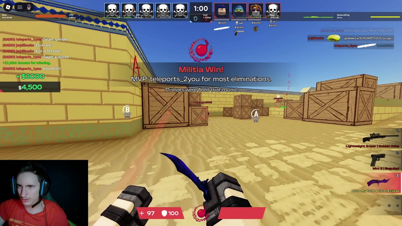 Counter-Strike in Roblox live stream (my wifi wasn't then working (Polish/English)