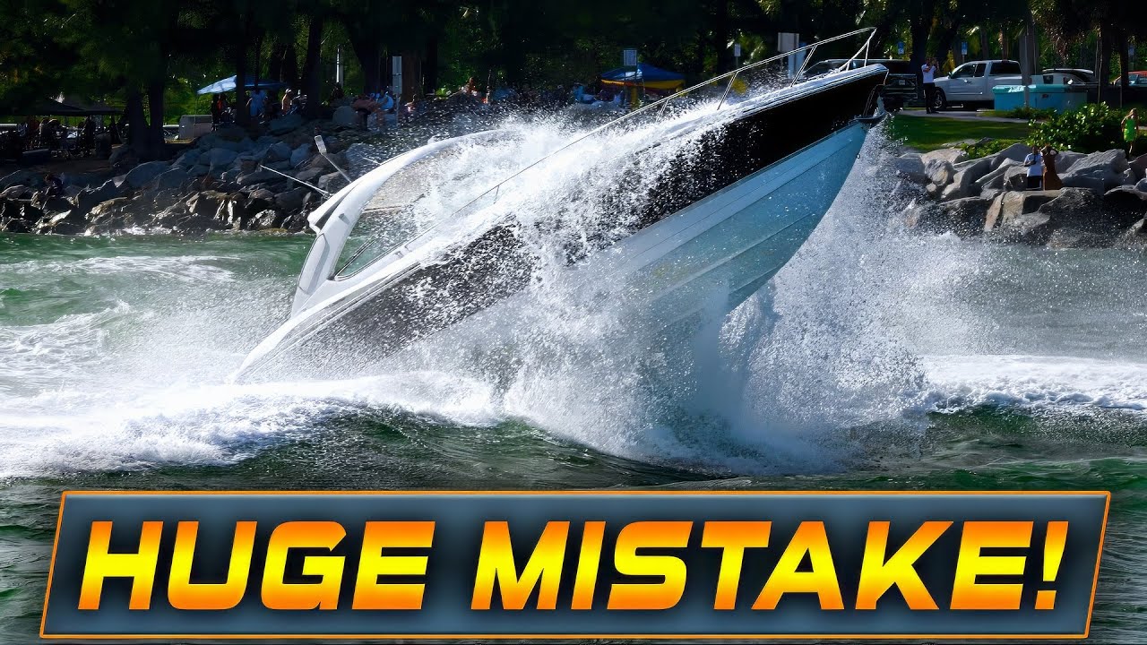 ONE MISTAKE AND BOAT TAKES ON GALLONS OF WATER AT HAULOVER INLET !! | WAVY BOATS