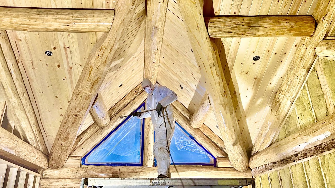 Our Alaskan Log Home - Sanding & Sealing  the Interior
