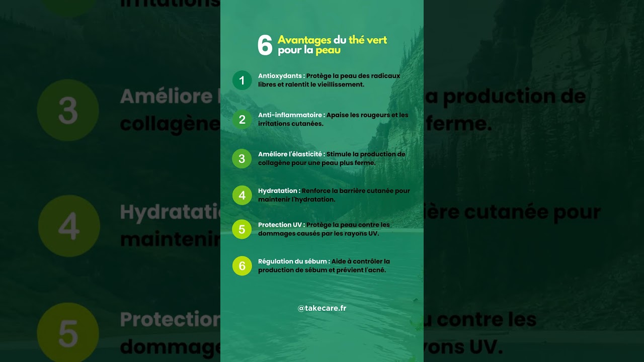 Quelques avantages du th&eacute; vert pour la peau. #beaut&eacute; #peau #th&eacute;vert