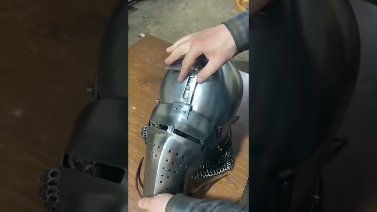 Klapvisor Bascinet Helmet - Suitable for HMB & Buhurt combat sports. #reenactment #viral #shorts