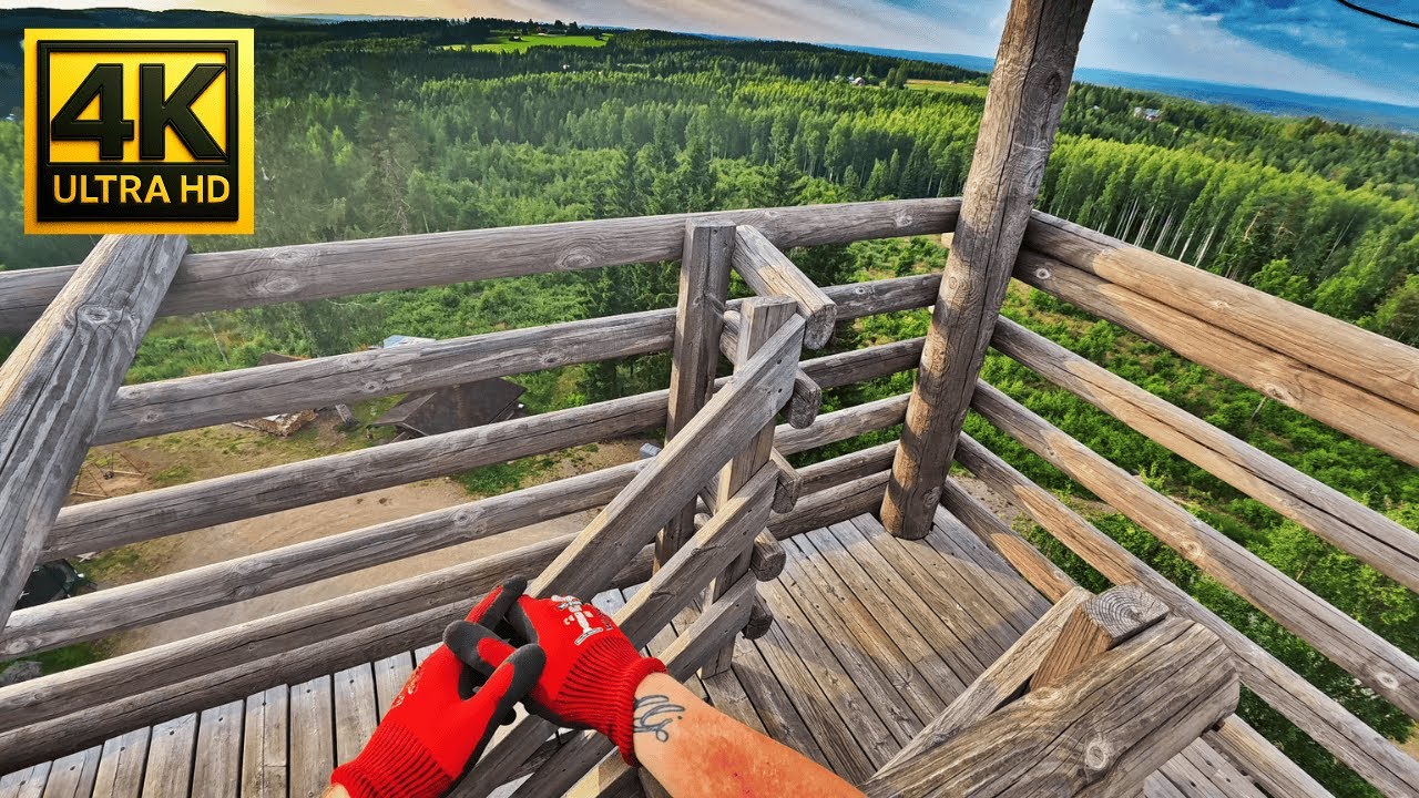 POV |  Climbing 21-Meter (69ft) Observation Tower In The Finnish Forest | Ambient sounds | 4K 60fps