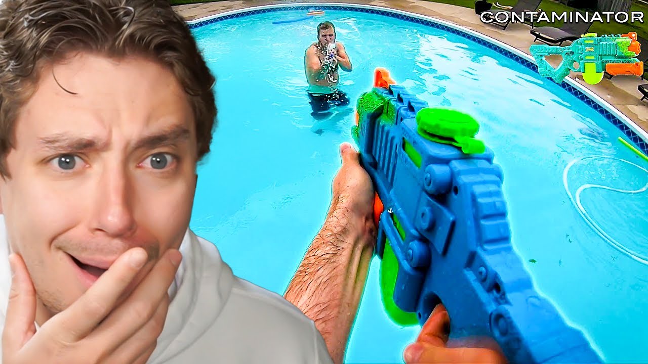 Reacting to CRAZY Nerf Gun War (Super Soaker!)