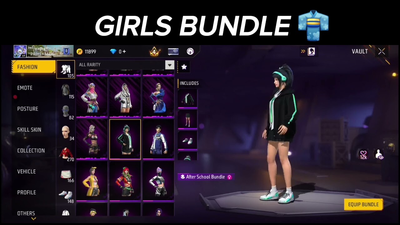 Free fire 🎮 girl 🎀 bundle  👘