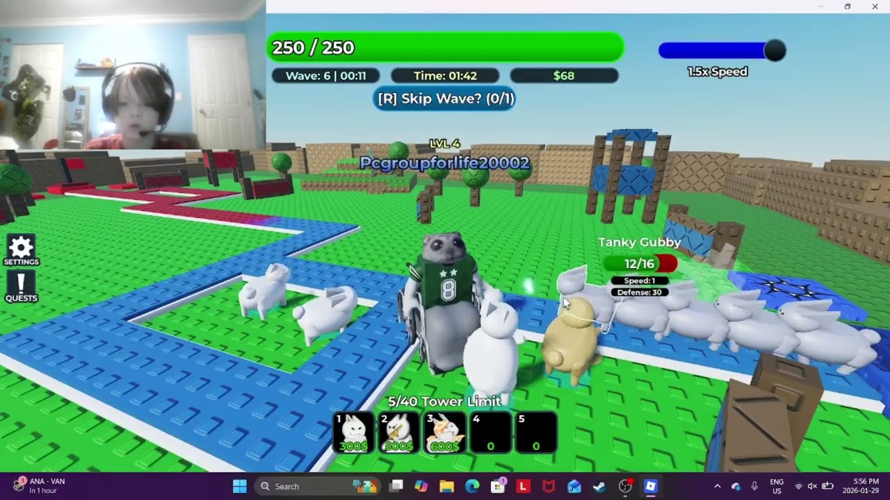 i played gubby td on roblox
