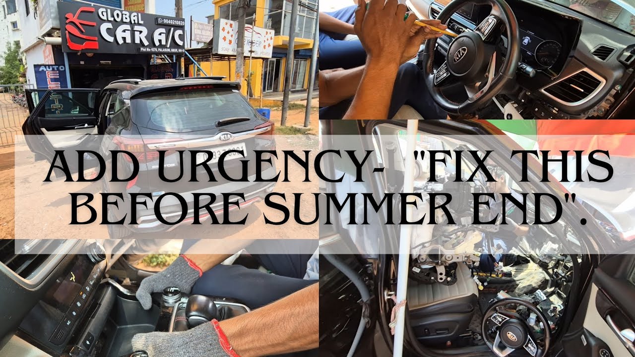 KIA Seltos AC Service, Dashboard remove and refitting, AC filter replace and AC Gas refilling.