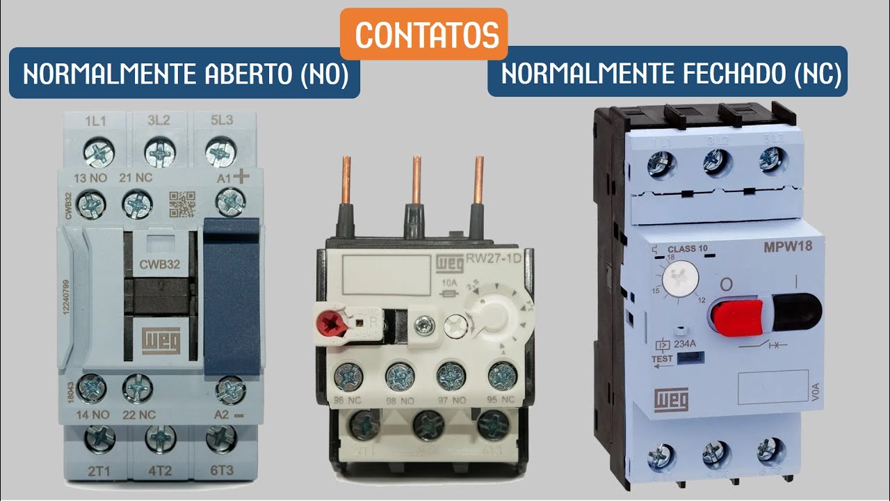 Contato Normalmente Aberto (NO) e Normalmente Fechado (NC) -  Contator, Relé Térmico