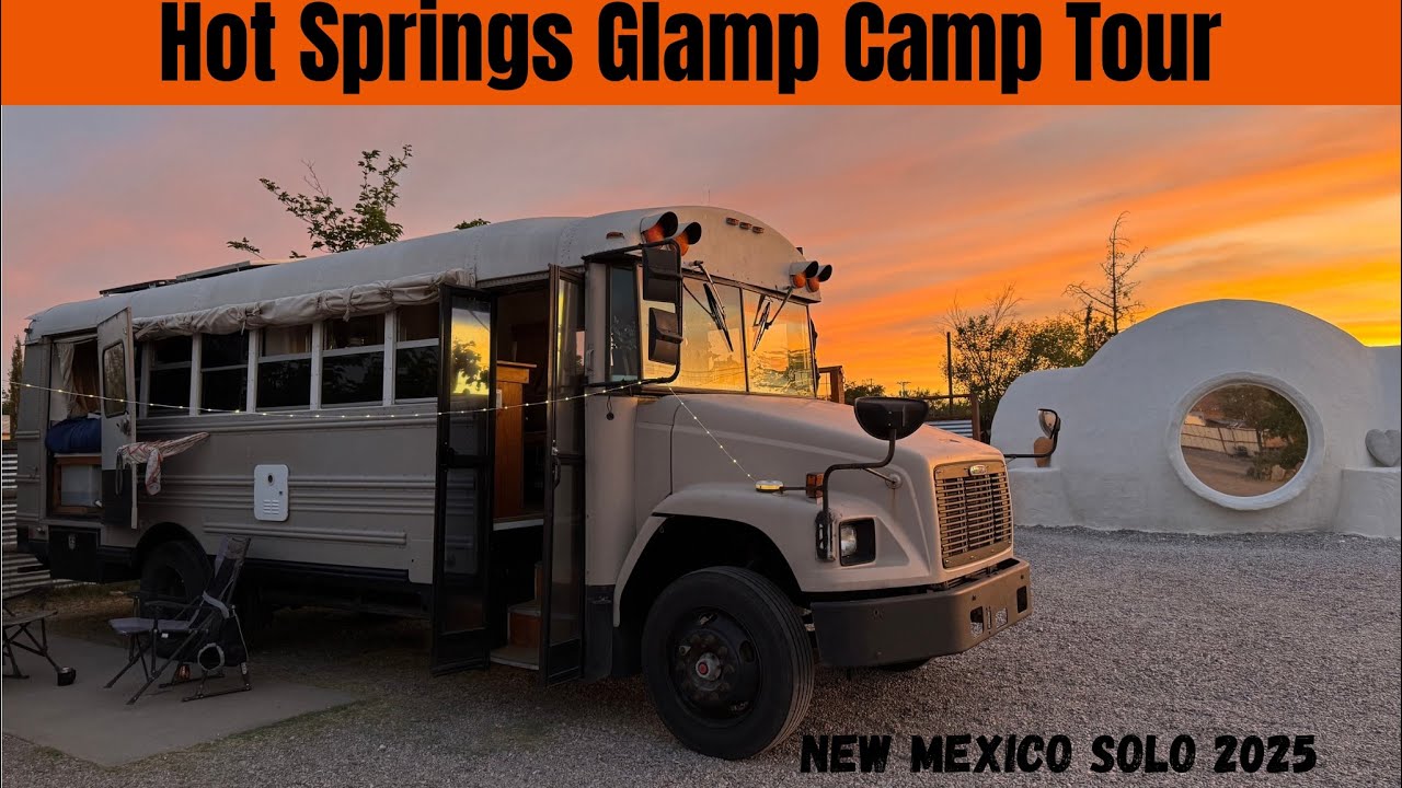 Hot Springs GLAMP CAMP tour | Truth or Consequences NEW MEXICO | 5 New Mexico Solo Moto Chick trip