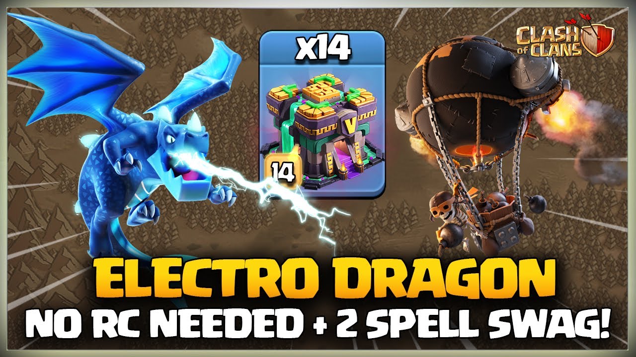 No RC + 2 Spell Swag! Th14 Electro Dragon Attack | Best Th14 EDrag Attack Strategy In Clash of Clans