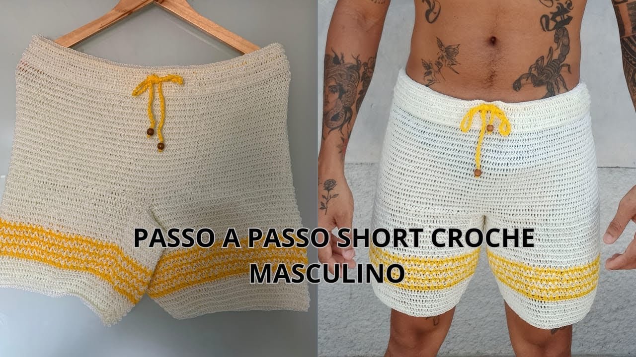 Passo a Passo short de crochê masculino