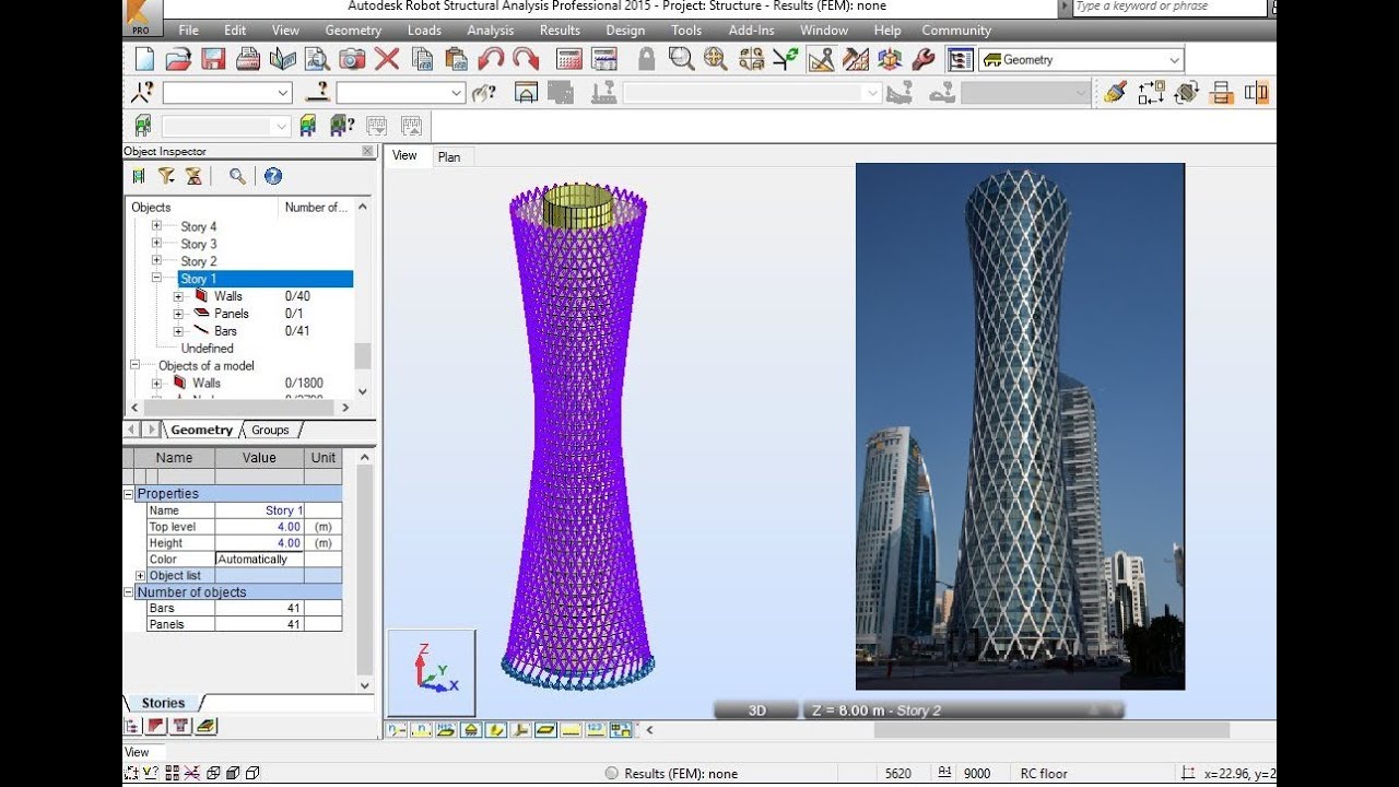 Autodesk Robot Structural Analysis - Hyperboloid tower (The Tornado)