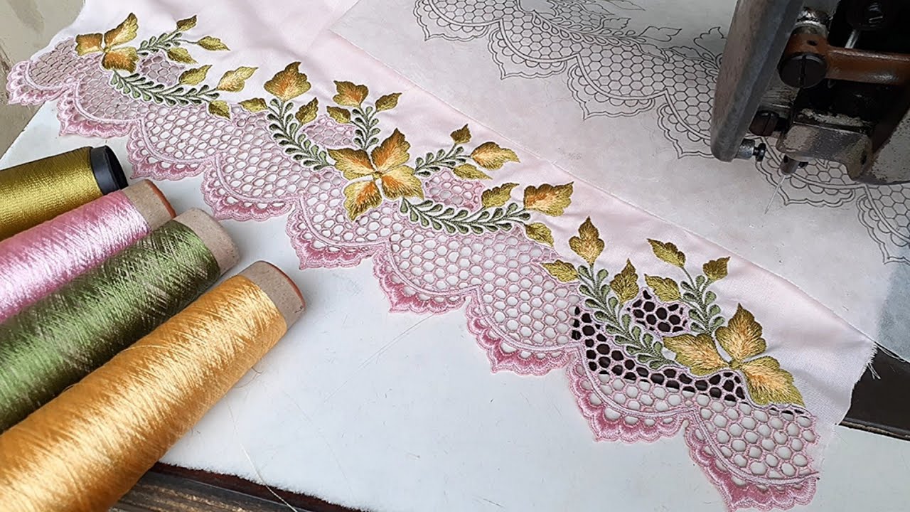 Creating openwork style embroidery with floral embroidery