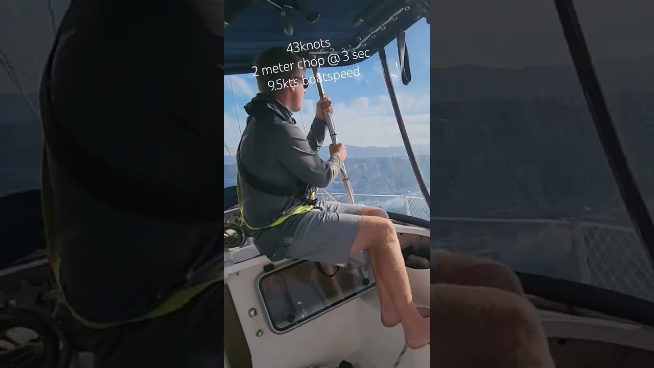 43knot (force 9) wind sailing past farewell spit 