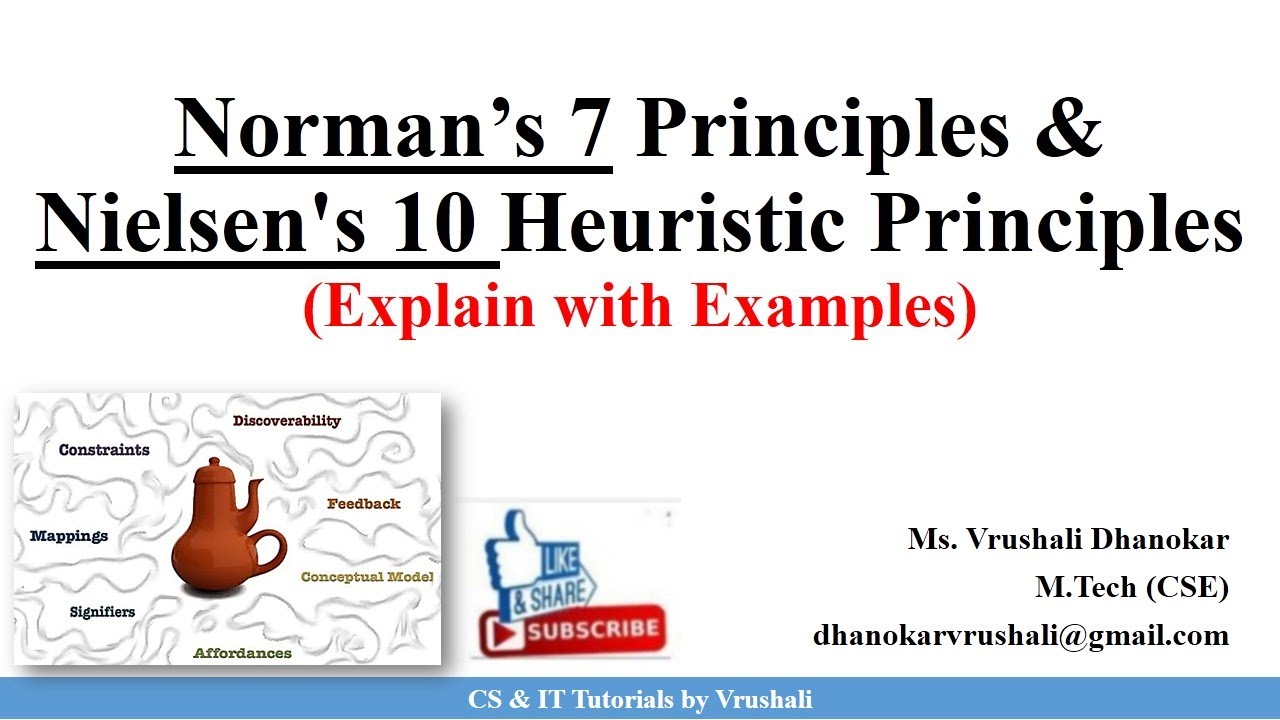 HCI 5.3 Norman’s 7 Principles | Nielsen's 10 Heuristic Design Principles | with Examples