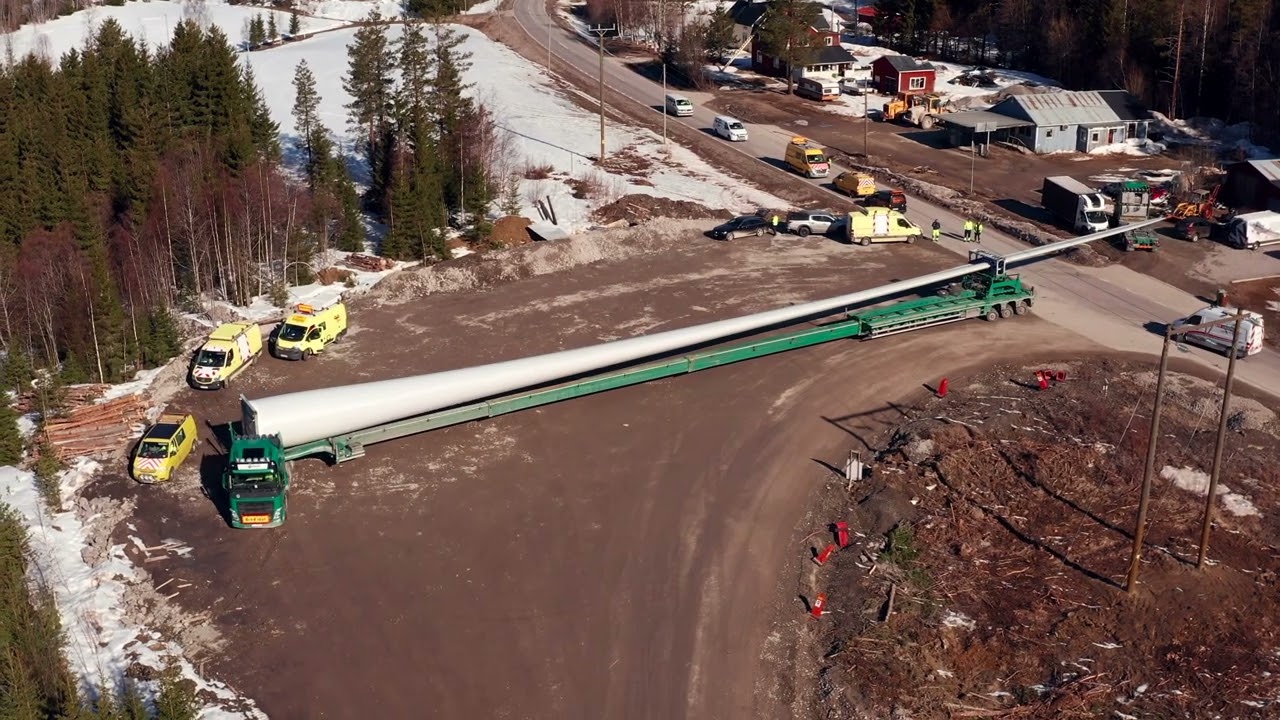 Kråktorpet and Nylandsbergen wind farms, turbine blade transports 2019