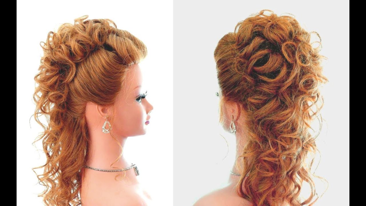 Curly wedding prom hairstyle for long hair.