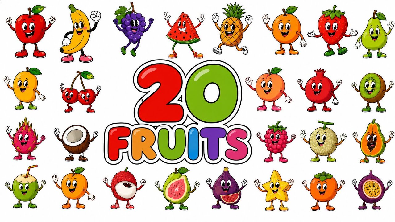 Изучаем английский язык и фрукты 🍌 20 названий фруктов: яблоко, банан, апельсин...