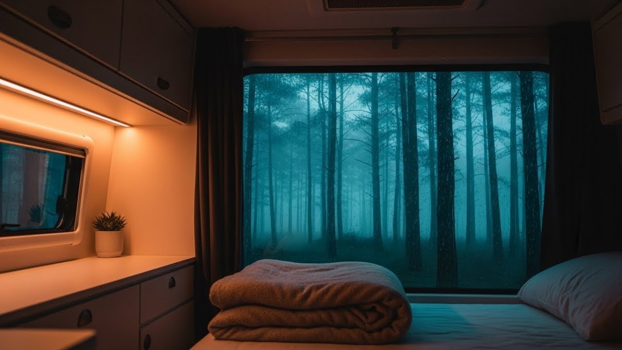 Cozy Campervan Rain Sounds for Deep Sleep | Relaxing Rain Ambience at Night