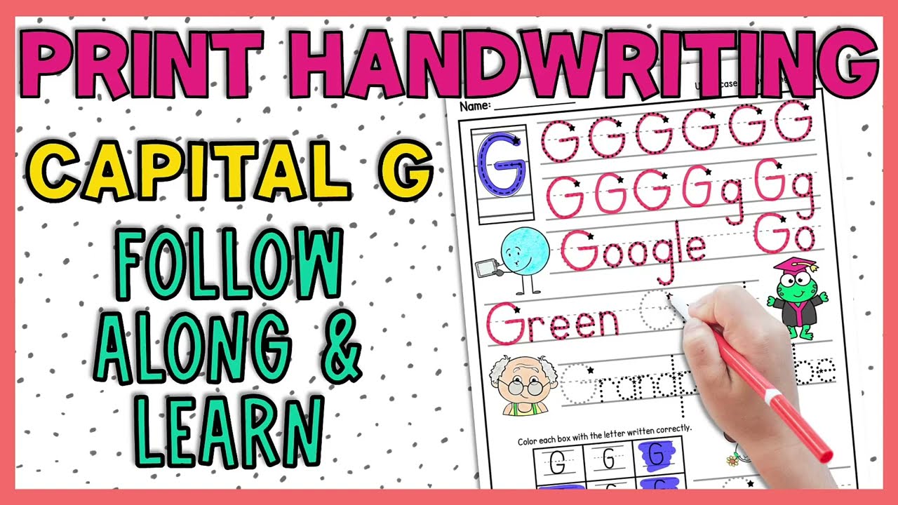 Uppercase G Print Handwriting Practice | Guided Teaching Tutorial