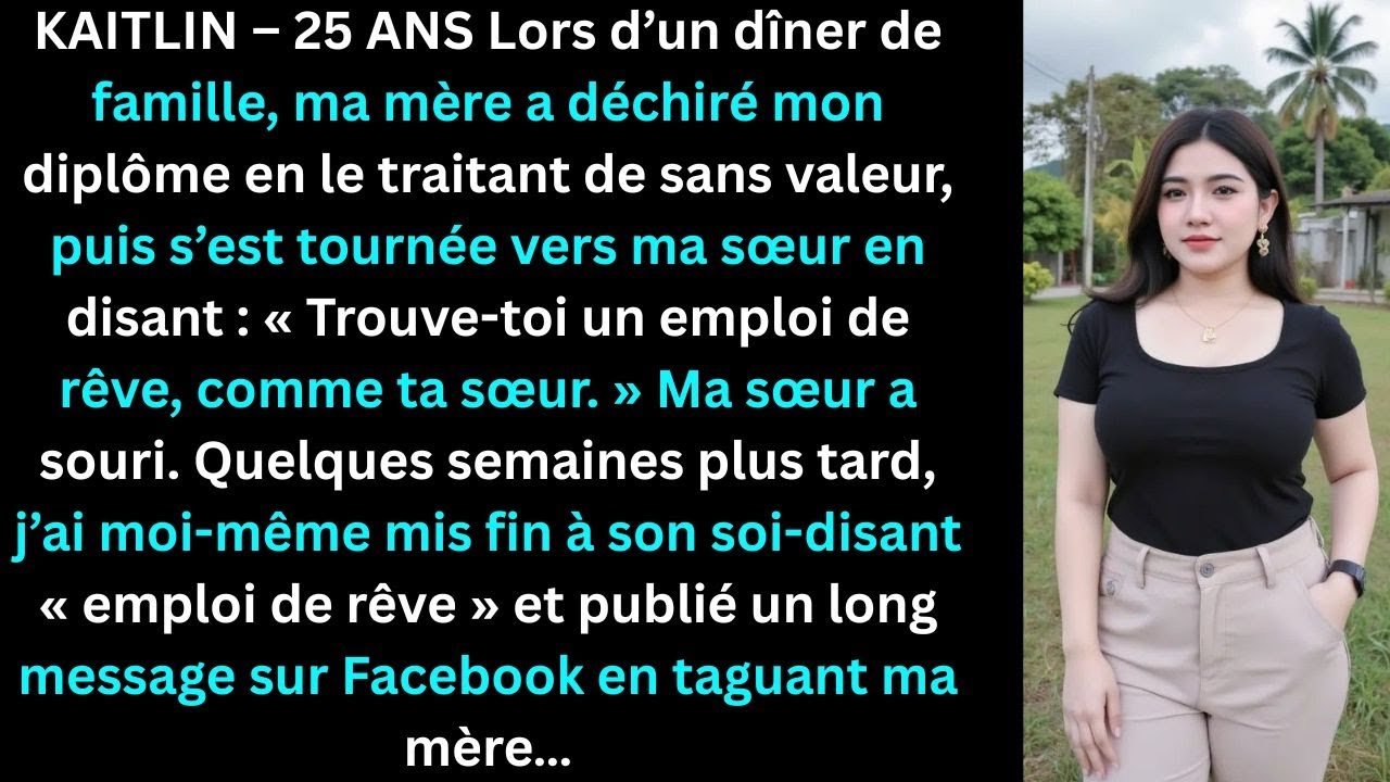 « Au dîner de famille, ma mère a déchiré mon diplôme. Quelques semaines plus tard… »
