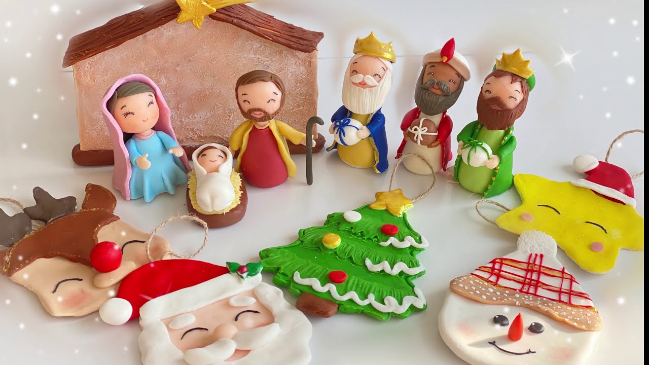 Pesebre y Adornos Navideños Tutorial en Porcelana Fria