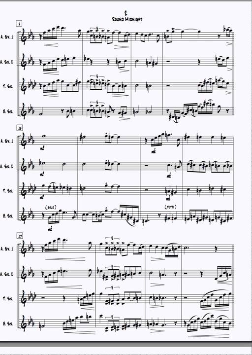 Saxophone Quartet - 'Round Midnight (Willaims/Monk)