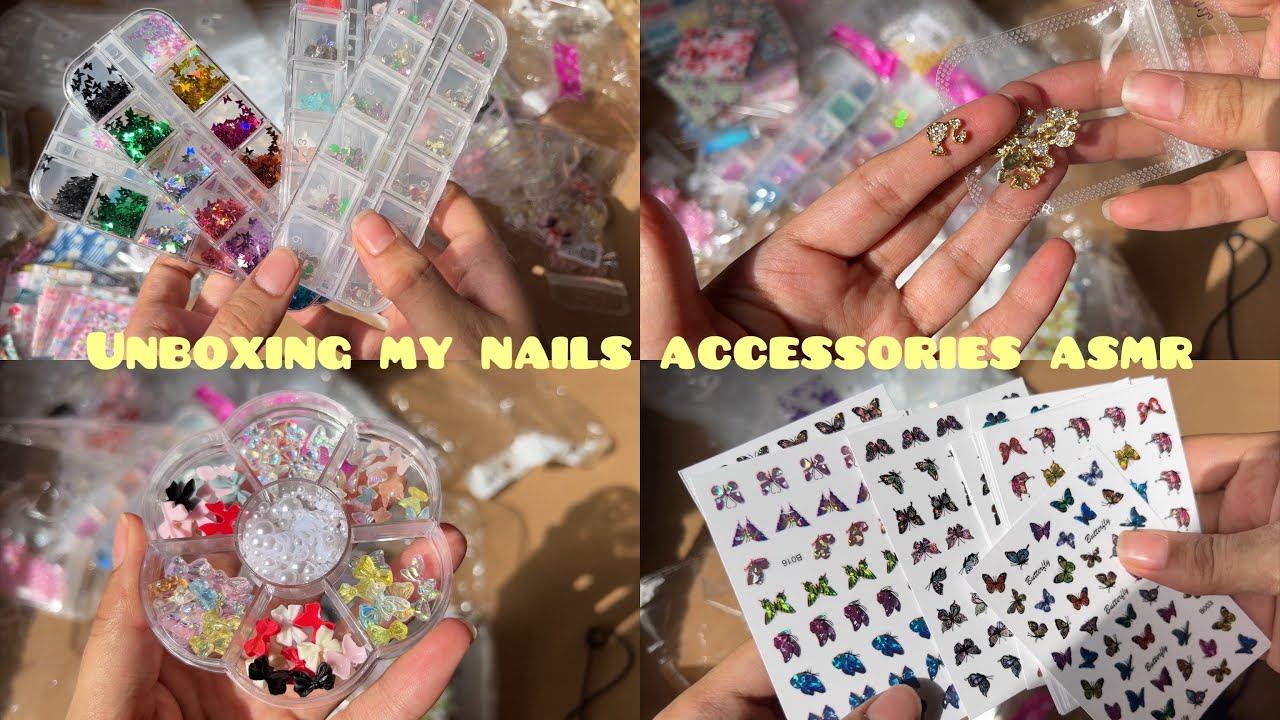 Unboxing my Cute nail accessories 🦋shipment Asmr ❤️ #Asmr #accessories #unboxing