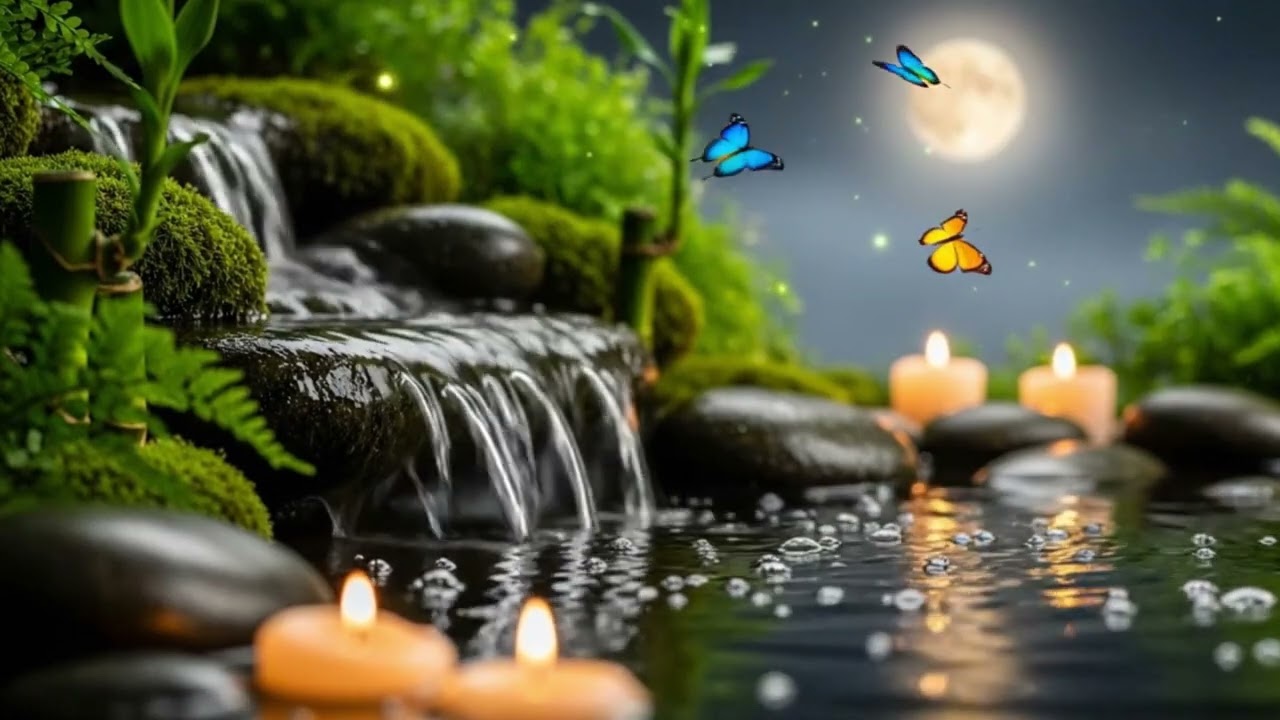 Relaxing Music for Healing Paino Sounds, 🌺Water Sounds, Relieves Stress, Anxiety 🍀