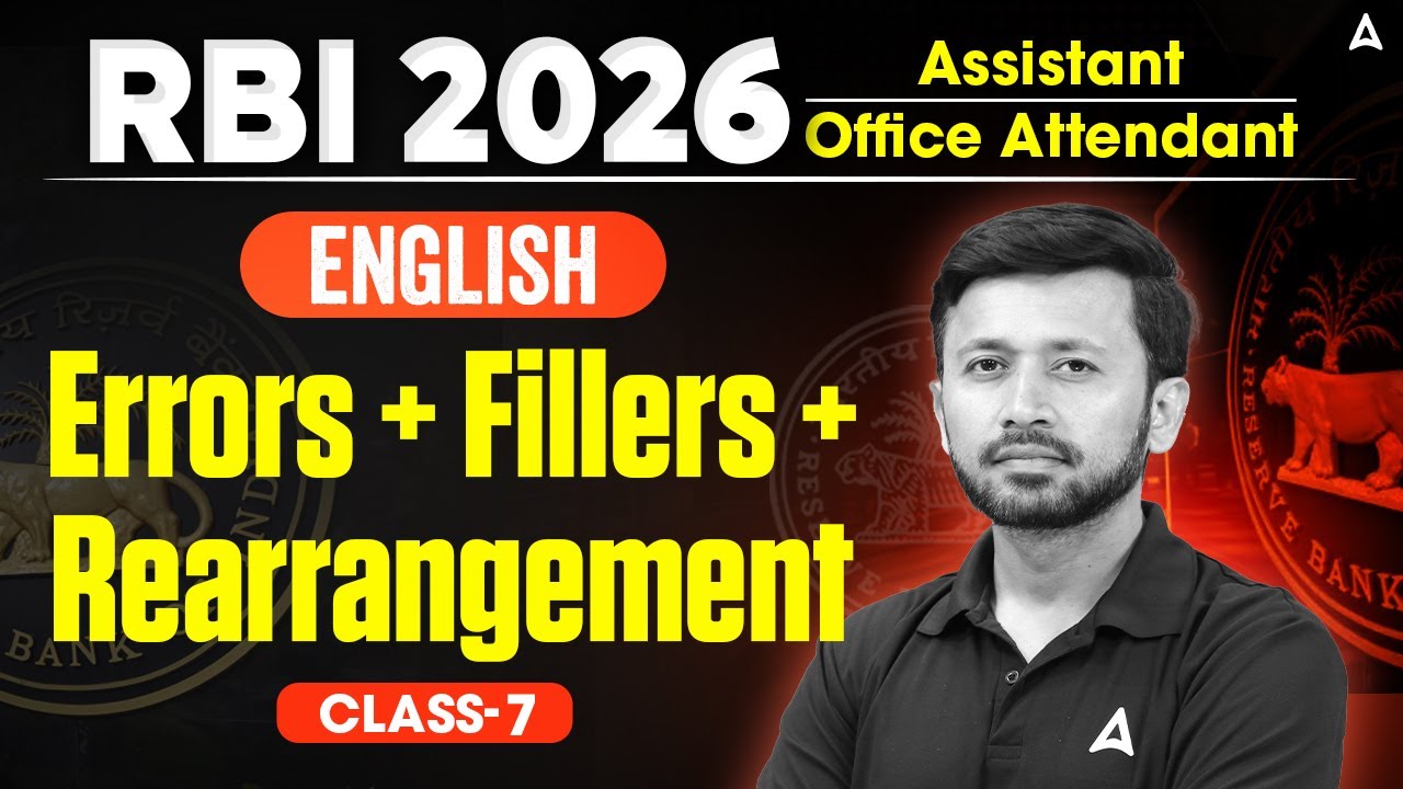RBI Assistant & Office Attendant 2026 English | Errors, Fillers & Rearrangement | By Parth Sir