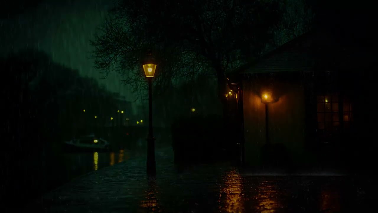 DEEP SLEEP THERAPY(No Ads)😴🌧️Rainy Night Village Path🌙Gentle Darkness for Stress Relief & Inner Calm