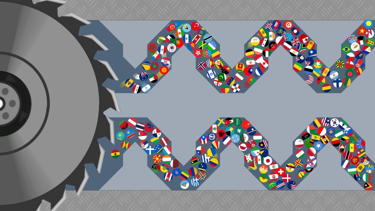 Escape From The Saw #3 - Marble Race Countries in Algodoo