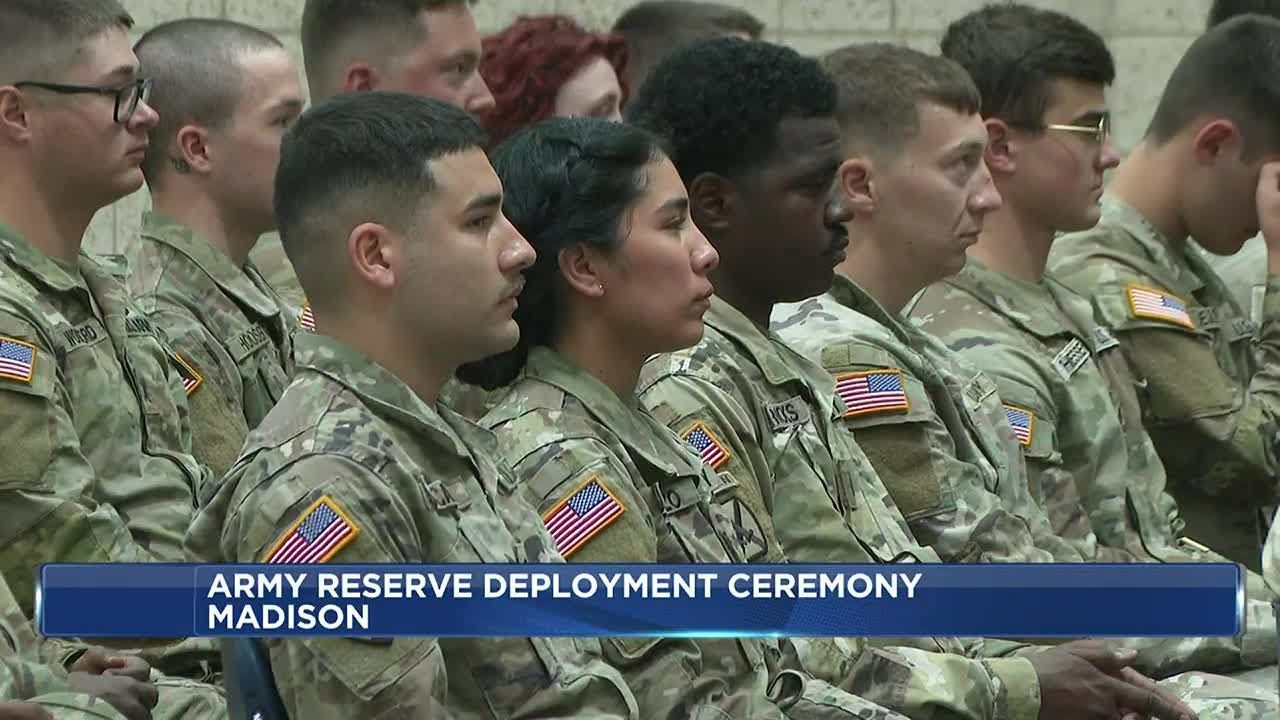 Ceremony held for group of young Army Reserve soldiers deploying to Europe