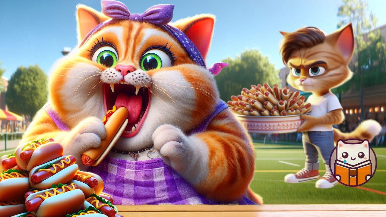 Grandma Cat Dominates the Hot Dog Eating Contest