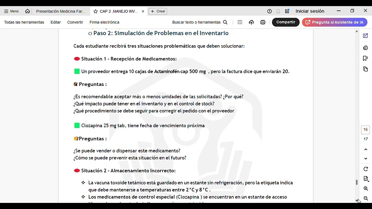 Actividad procesos en el manejo inventario farmacia