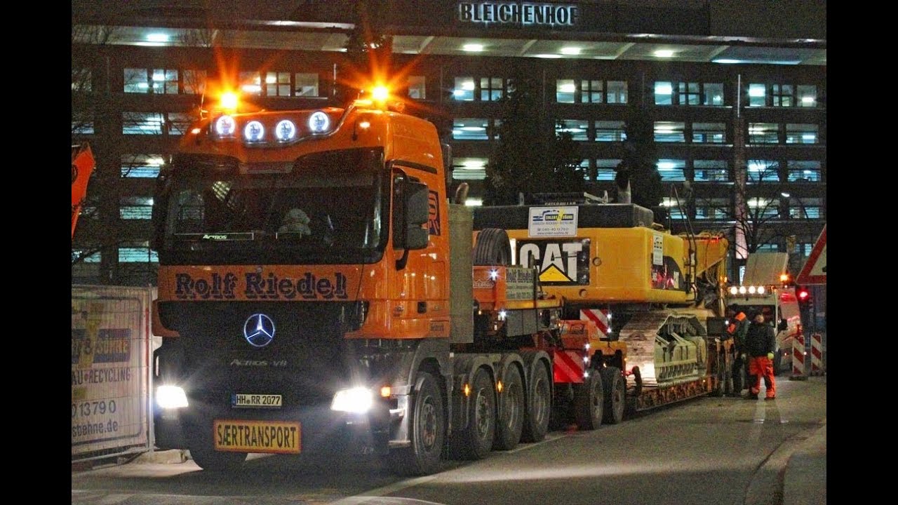 CATERPILLAR 345C LONGFRONT ABBRUCHBAGGER SCHWERTRANSPORT ROLF RIEDEL ACTROS 4160 V8 DREAM MACHINES