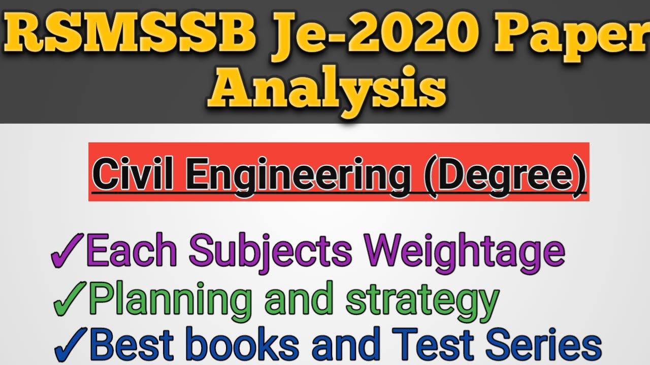 RSMSSB Je -2020 Paper Analysis and exam strategy||RSMSSB JE || Rajasthan Je Civil Engineering degree
