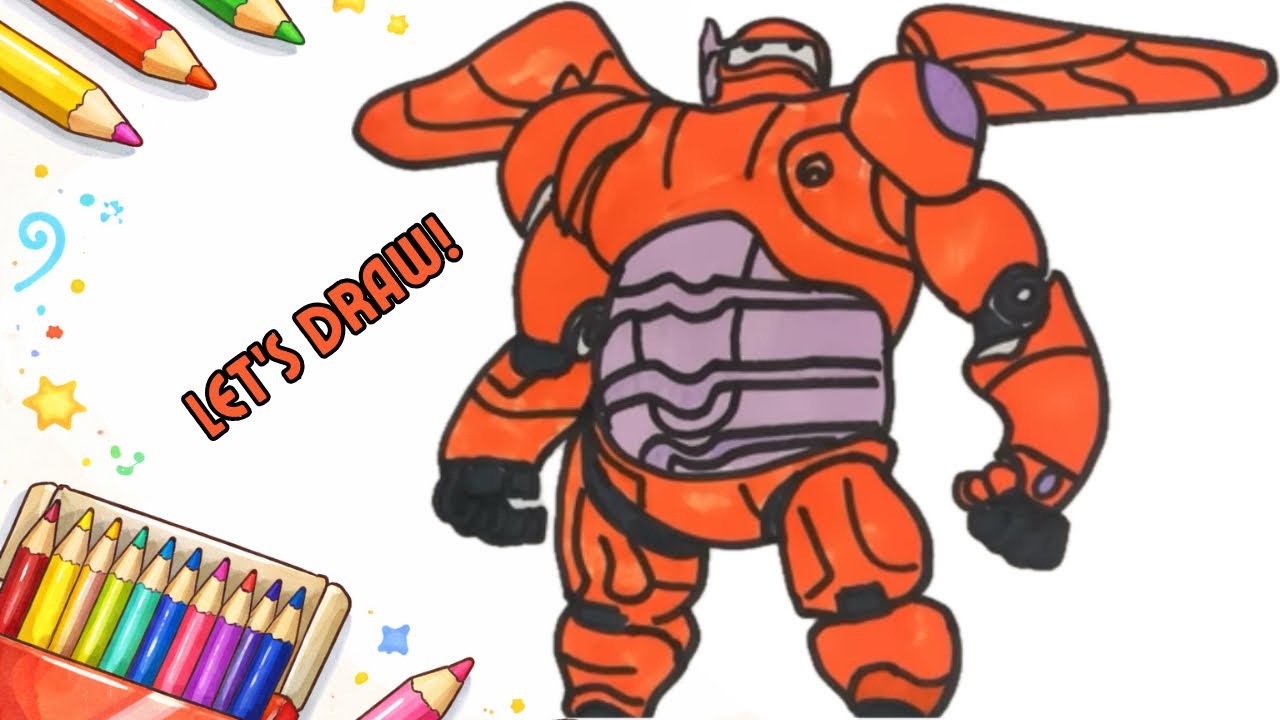 How to Draw Baymax 🤍 Easy Cartoon Drawing for Kids | Big Hero 6 Art