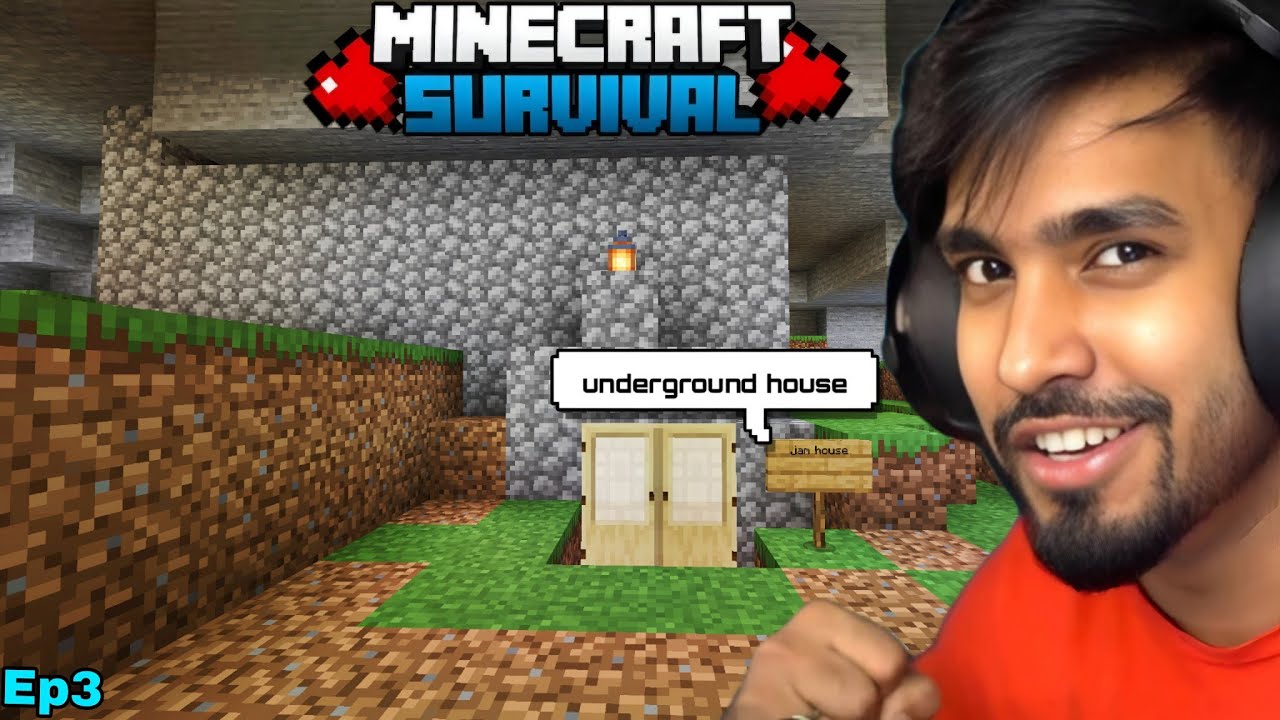 Minecraft Survival Series Ep 3 My First House in underground