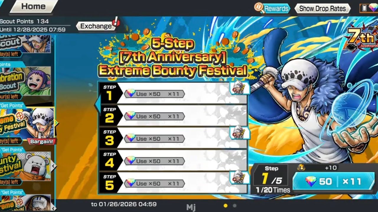 One piece Bounty rush Law & kuma  باونتي رش بكج الاكستريم لاو بس الحظ كوما 🥲 