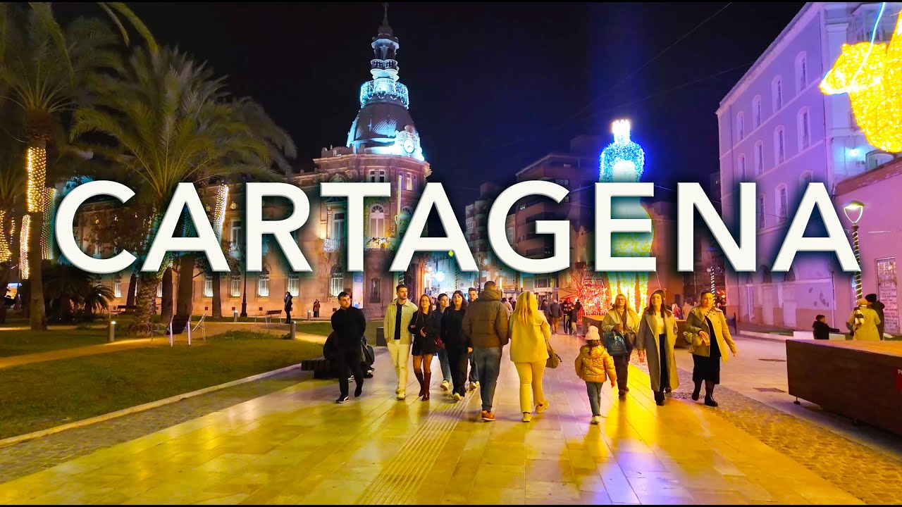 Night Walk in Cartagena, Spain 🇪🇸 | Magical Christmas Atmosphere