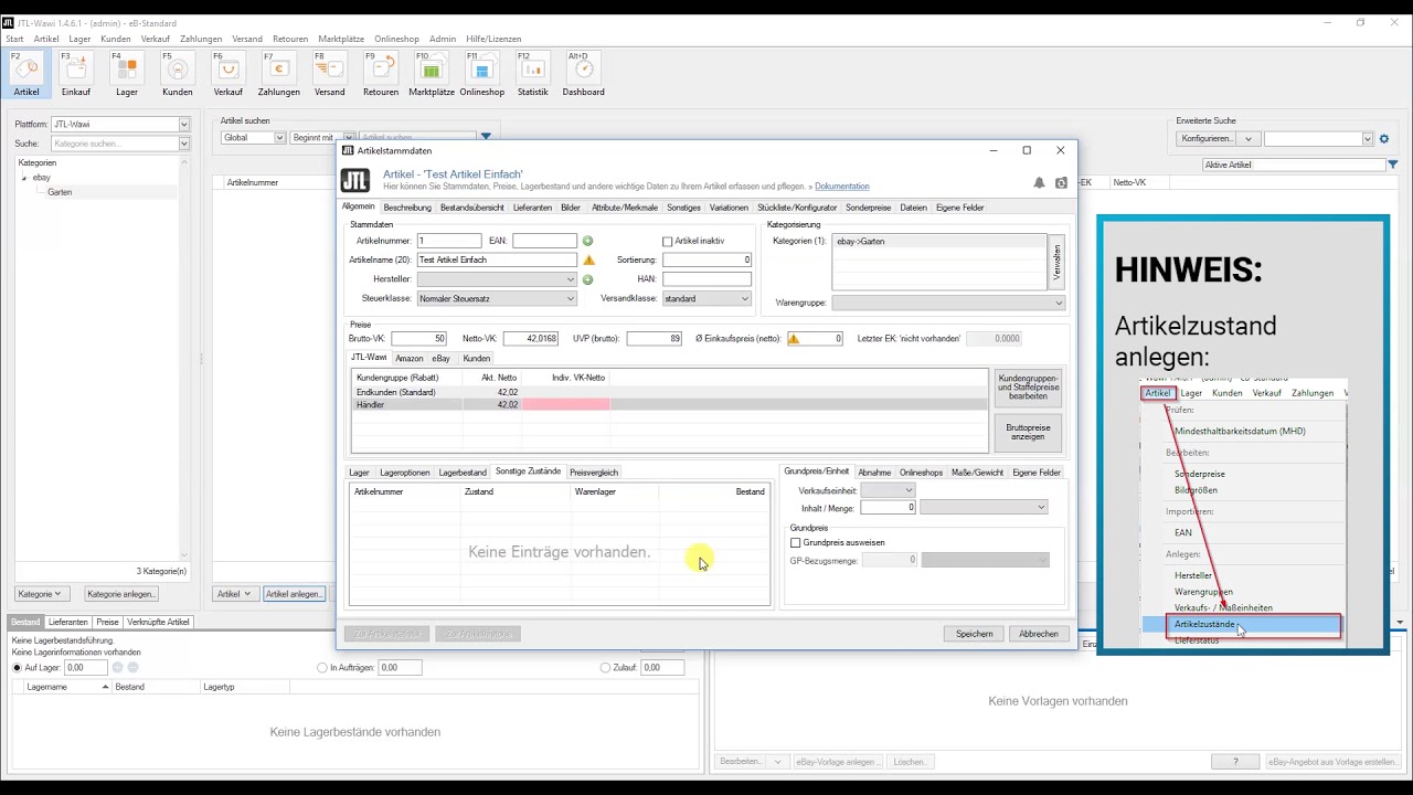 JTL Wawi Tutorial: Schnell und Einfach Artikel anlegen