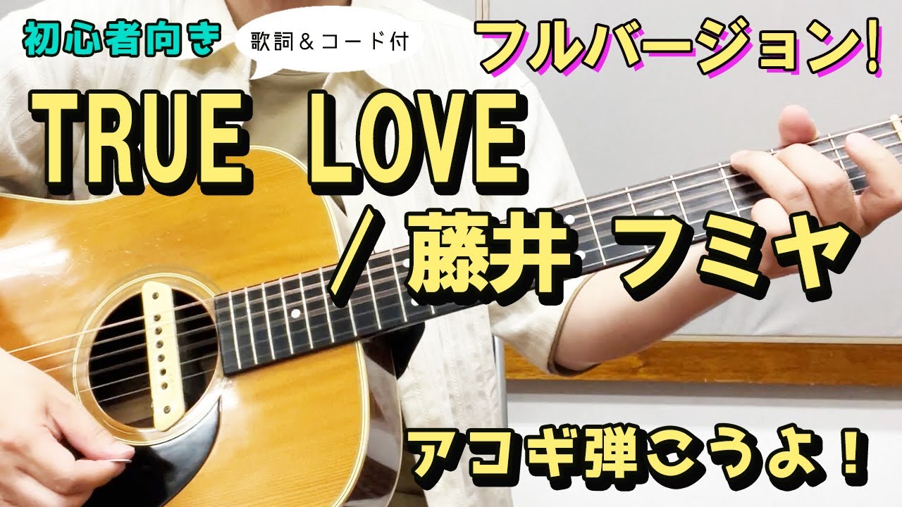 【弾き語り練習用】TRUE LOVE／藤井フミヤ（フルVr.) 　歌詞＆ギターコード付き！
