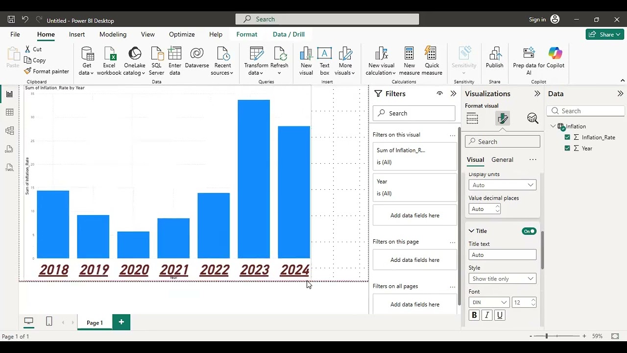 تنسيق المحاور والأعمدة في باور بي أي Power BI محاضرة رقم 6