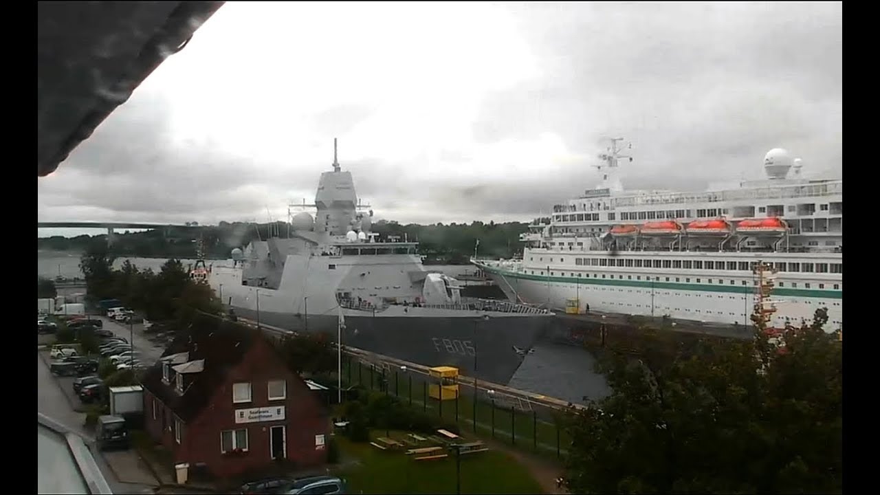 NATO ВМС Фрегат УРО Нидерландов HNLMS Evertsen F805 - сквозь шлюзы Кильского канала Full Video