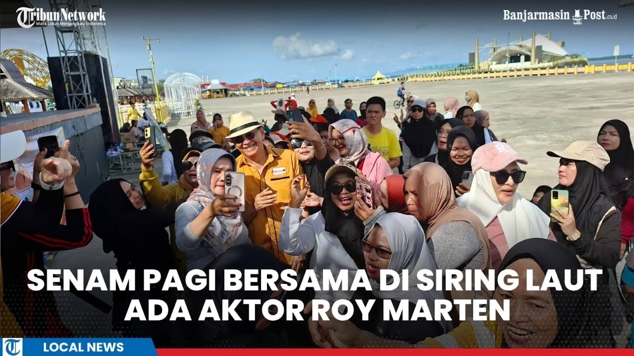 Artis Senior Roy Marten Ikut Senam Pagi Bersama di Siring Laut Kotabaru Kalsel