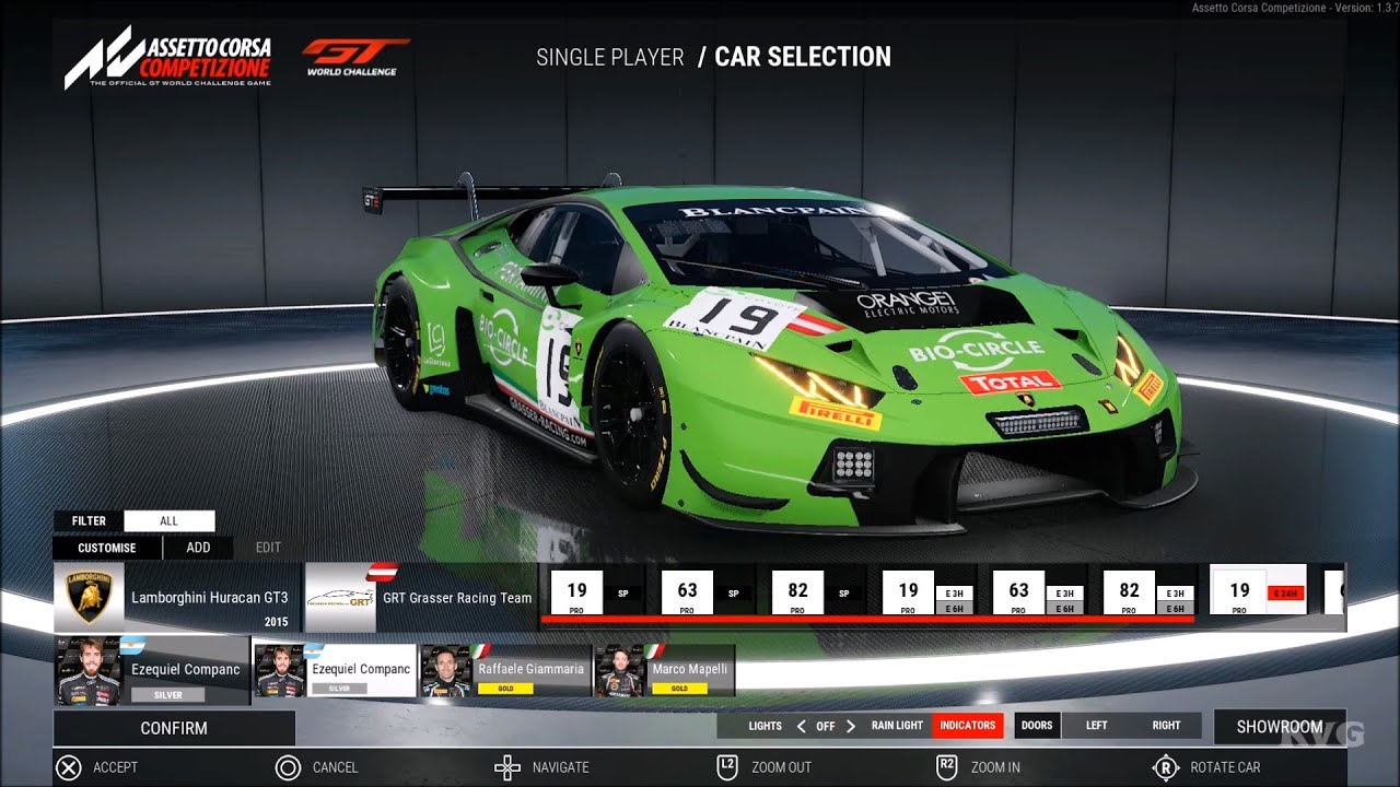 Assetto Corsa Competizione - All Cars | List (PS4 HD) [1080p60FPS]